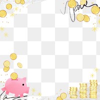 Piggy bank money png border, transparent background