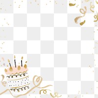 Birthday cake png border, transparent background