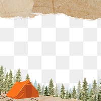 Camping tent png border, transparent background