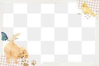 Cute paper png frame, Golden Retriever dog illustration, transparent background