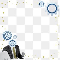 Businessman cogwheel png border, transparent background