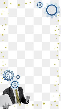 Businessman cogwheel png border, transparent background