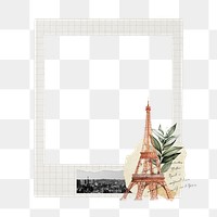 Eiffel tower png frame, retro instant film on transparent background