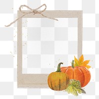 Autumn pumpkin png instant photo frame, transparent background