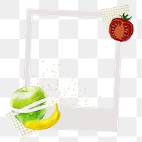 Healthy diet png frame, retro instant film on transparent background