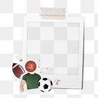 Sports aesthetic png frame, retro instant film on transparent background