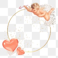 Valentine's cupid png frame, transparent background