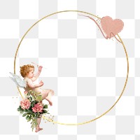 Valentine's cupid png frame, transparent background