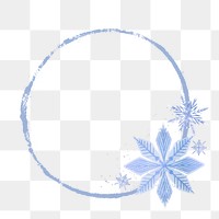 Winter snowflake png frame, circle design, transparent background