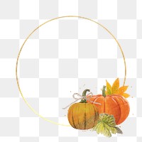 Pumpkin png round frame sticker, transparent background