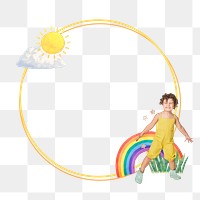 Childhood round  png frame, transparent background