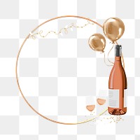 Champagne celebration png frame, aesthetic collage, transparent background