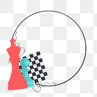 Business strategy chess png frame, circle design, transparent background