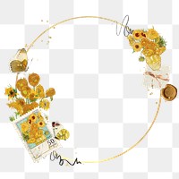 Van Gogh's Sunflowers png frame, transparent background, remixed by rawpixel