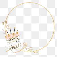 Birthday cake png frame, aesthetic collage, transparent background