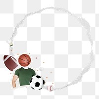 Sports circle  png frame, ripped paper design, transparent background