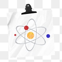 Atom science png sticker, creative education paper collage on transparent background