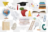 Aesthetic education png sticker set, transparent background