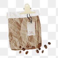 Coffee bean bag png sticker, transparent background