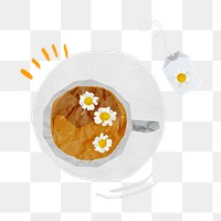 Floral tea cup png sticker, cute collage element, transparent background