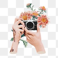 Retro camera png sticker, aesthetic collage, transparent background