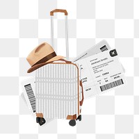 Travel luggage png sticker, aesthetic collage, transparent background