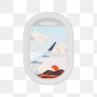 Airplane window view png sticker, aesthetic collage, transparent background