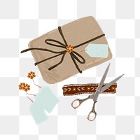 Gift wrapping aesthetic png sticker, collage art, transparent background