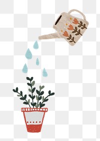 Can watering plant png hobby sticker, transparent background