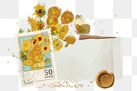 Van Gogh's Sunflowers png collage sticker, transparent background, remixed by rawpixel