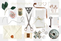 Arts and crafts png hobby sticker set, transparent background