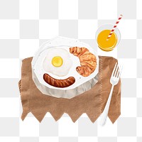 Cute breakfast plate png sticker, transparent background