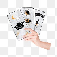 Celestial tarot cards png sticker, transparent background