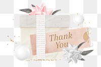 Thank you png greeting sticker, birthday celebration collage, transparent background