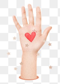 Hand showing heart png sticker, Valentine's collage, transparent background