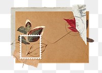 Foliage envelope png sticker, transparent background