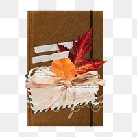 Png brown autumn book sticker, transparent background