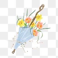 Flower bouquet png daffodils & tulips journal sticker, transparent background