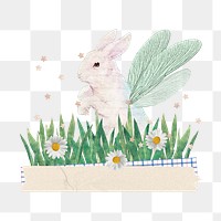 Winged rabbit png Easter sticker, transparent background