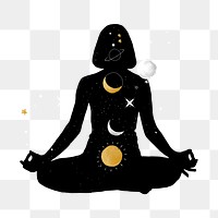 Celestial meditation pose png sticker, transparent background