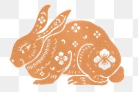 Floral rabbit png sticker, Chinese zodiac animal illustration, transparent background