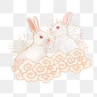 Year of Rabbit png sticker, Chinese zodiac animal in oriental style, transparent background