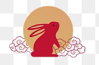 Year of Rabbit png sticker, Chinese zodiac animal in oriental style, transparent background