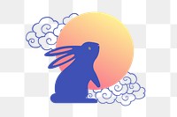 Year of Rabbit png sticker, Chinese zodiac animal in oriental style, transparent background