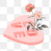 Floral love heart png sticker, cute Valentine's graphic, transparent background