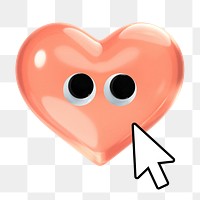 3D heart cartoon png sticker, cute Valentine's graphic, transparent background