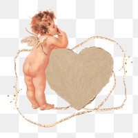 Paper heart png sticker, Valentine's cupid collage element, transparent background