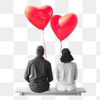 Couple sitting together png sticker, Valentine's image, transparent background