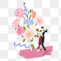 Flower bouquet png sticker, Valentine's Day graphic, transparent background