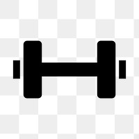 Black dumbbell png flat icon, transparent background